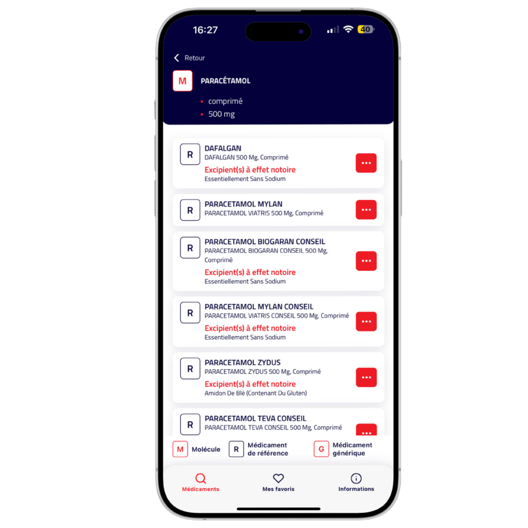 Interface aBox Index avec les équivalences entre un princeps et ses génériques