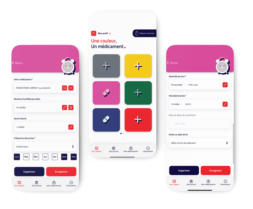 Interfaces de l'application aBox Mémo